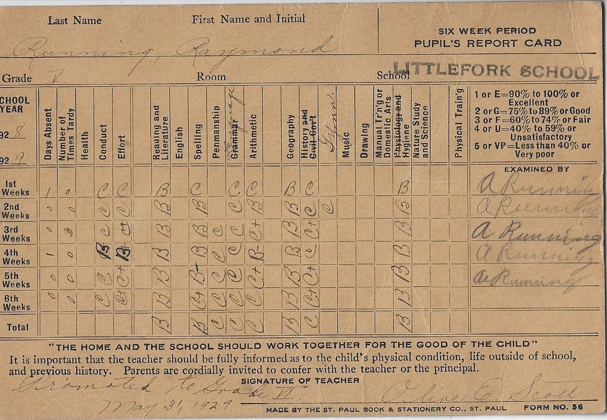 RHR 1929 – Report Card