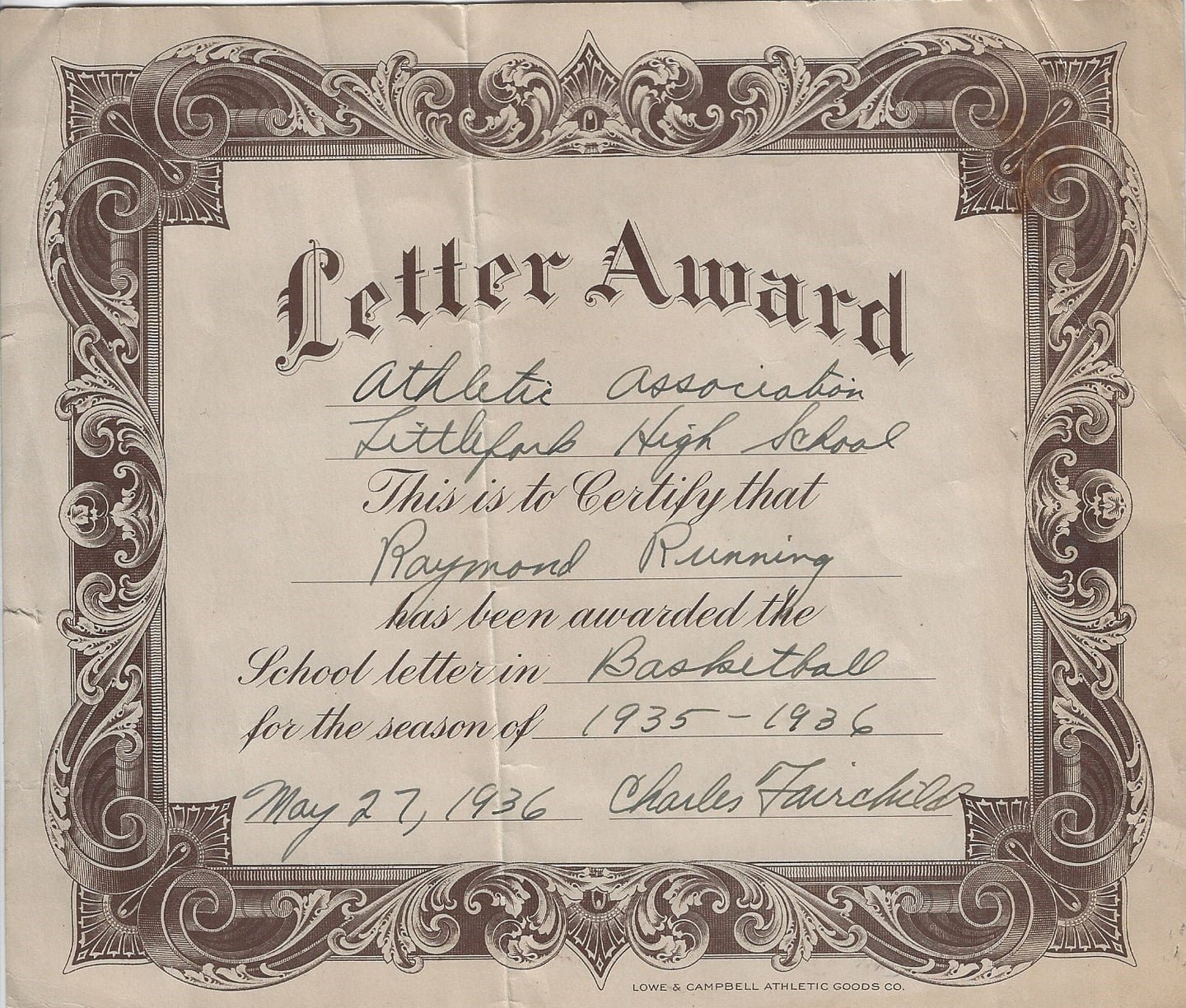 RHR 1936-5-27 LetterAwd
