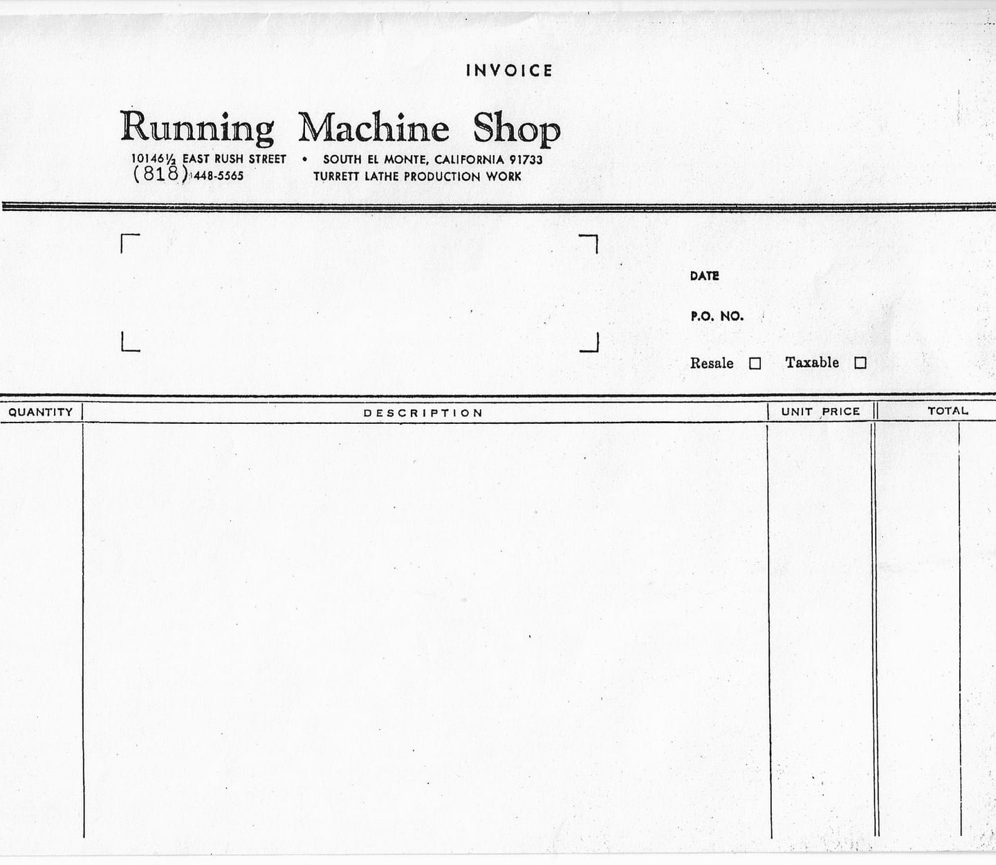 RHR 1954 Invoice