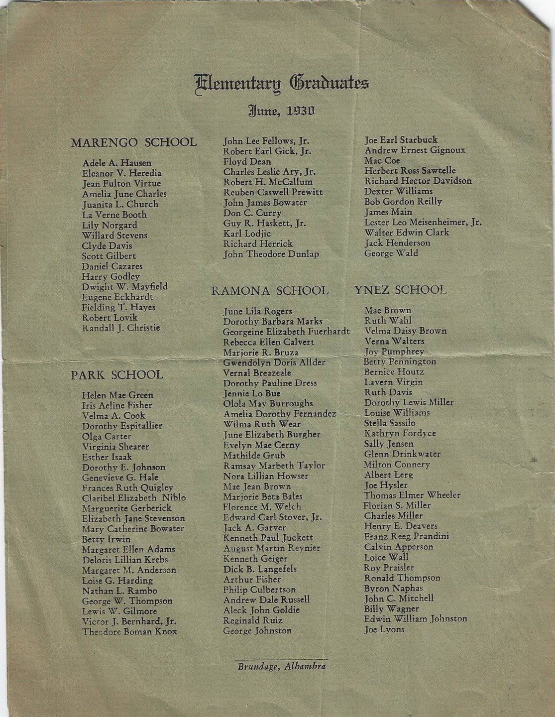 SER 1930-6-20a List