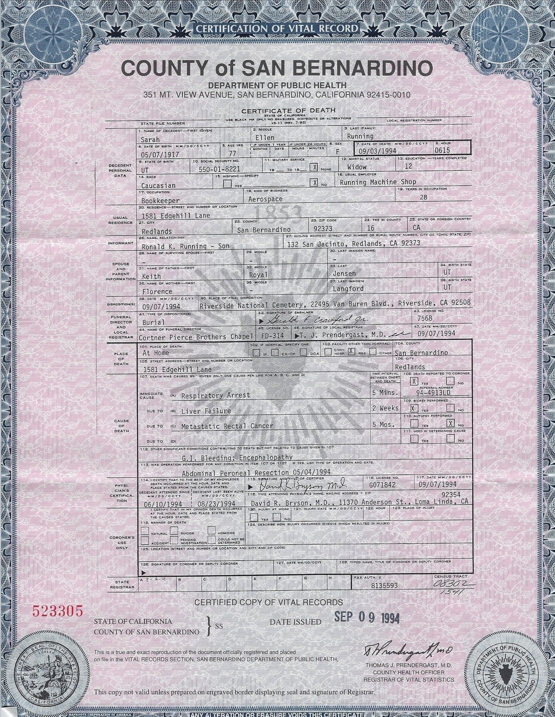 SER 1994-9-3 DeathCert
